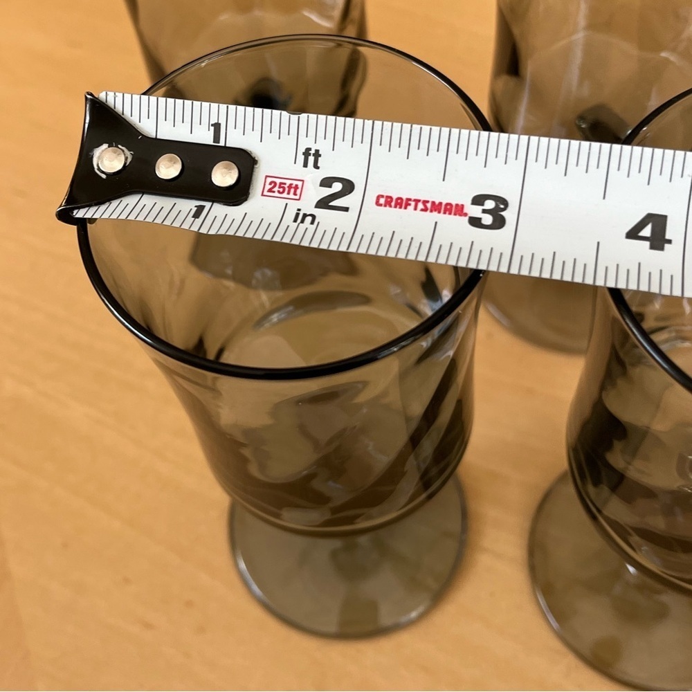Vintage Libbey Smoke Gray Optic Swirl goblet set of 4, 8 oz. - Picture 12 of 16